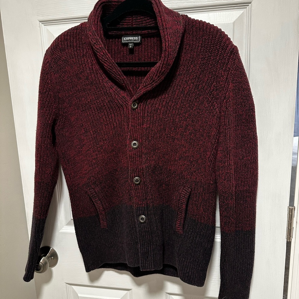 Women’s Express Burgundy and Black Sweater - Size M - 100% Cotton